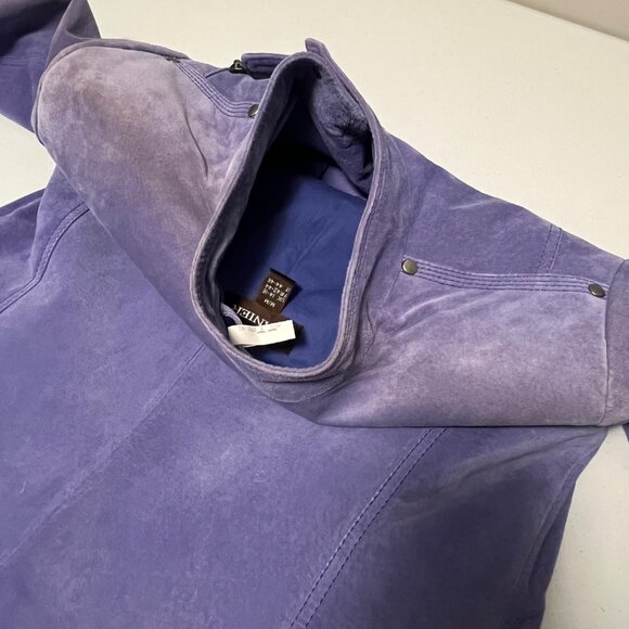 Danier Suede Leather Moto Jacket Womens M Purple Asymmetrical Full Zip - Picture 12 of 16